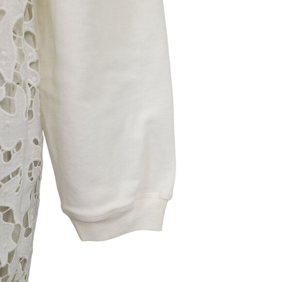 See By Chloe Shirt Dress XS Cream White Jersey Knit Lace Drawstring Long Sleeve - Picture 5 of 11